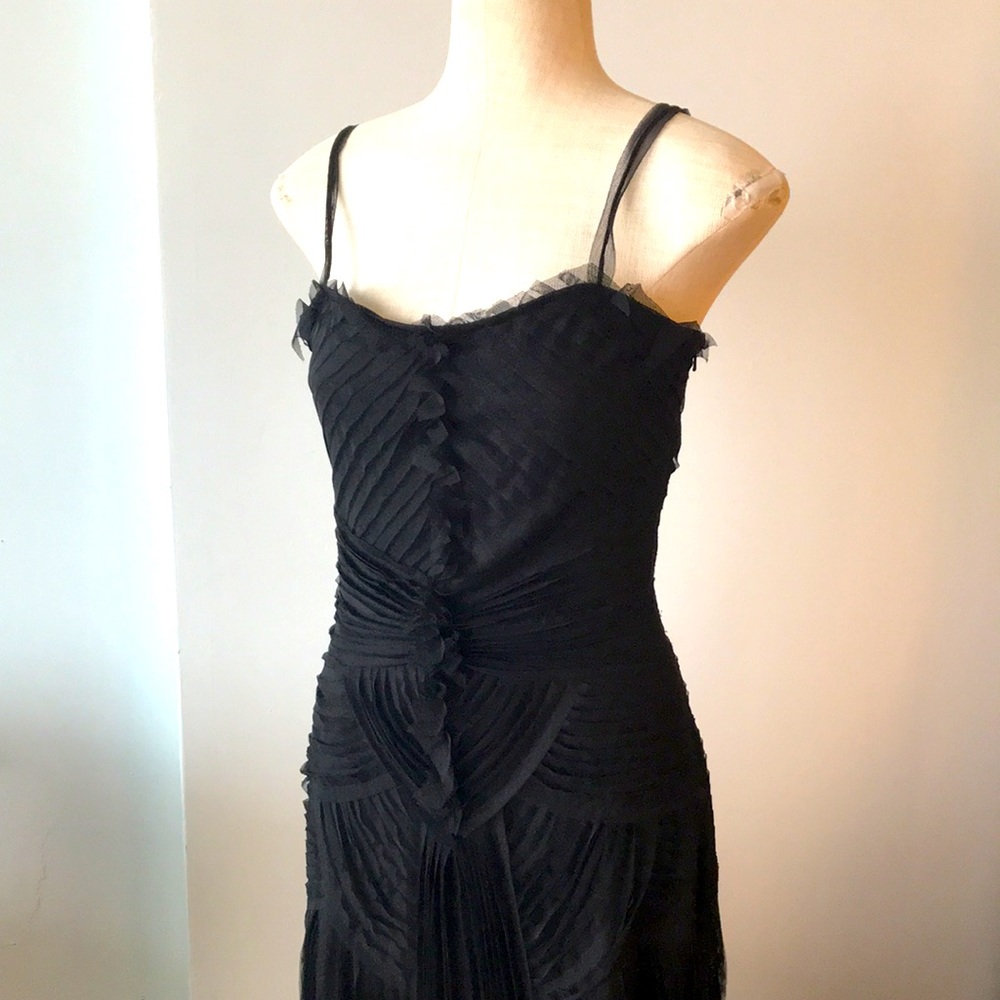 JS Collections Black Pleated Prom Dress